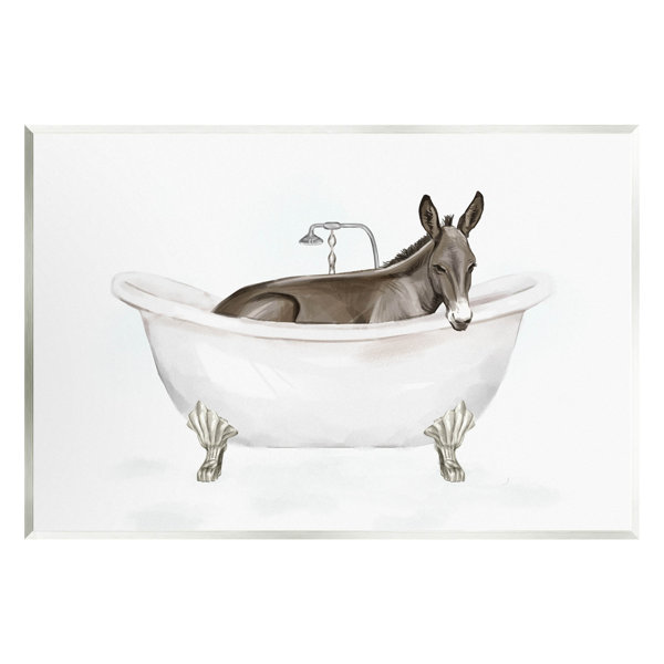Trinx Donkey Bathroom Tub Animal by Unframed Graphic Art on MDF Wayfair